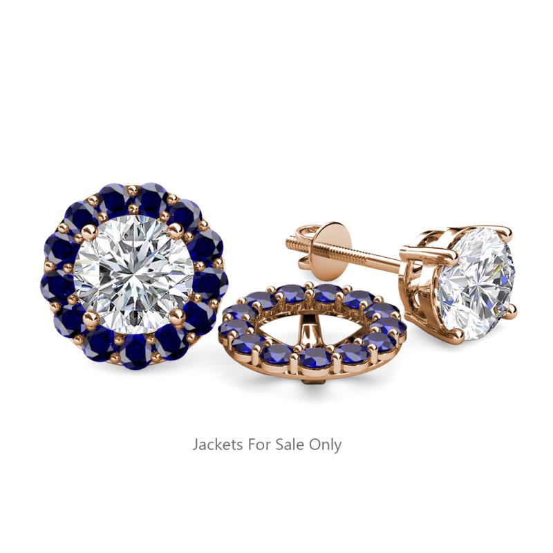 Serena 0.78 ctw (2.00 mm) Round Blue Sapphire Jackets Earrings 