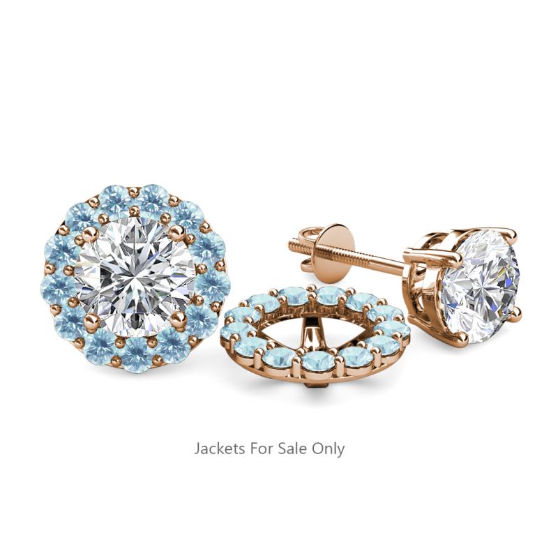 Serena 0.57 ctw (2.00 mm) Round Aquamarine Jackets Earrings 