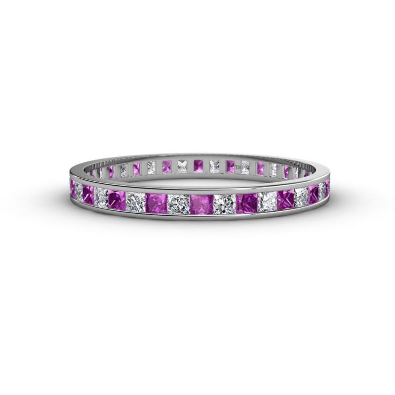 Rebica 2.50 mm Princess Cut Amethyst and Lab Grown Diamond Eternity Band 