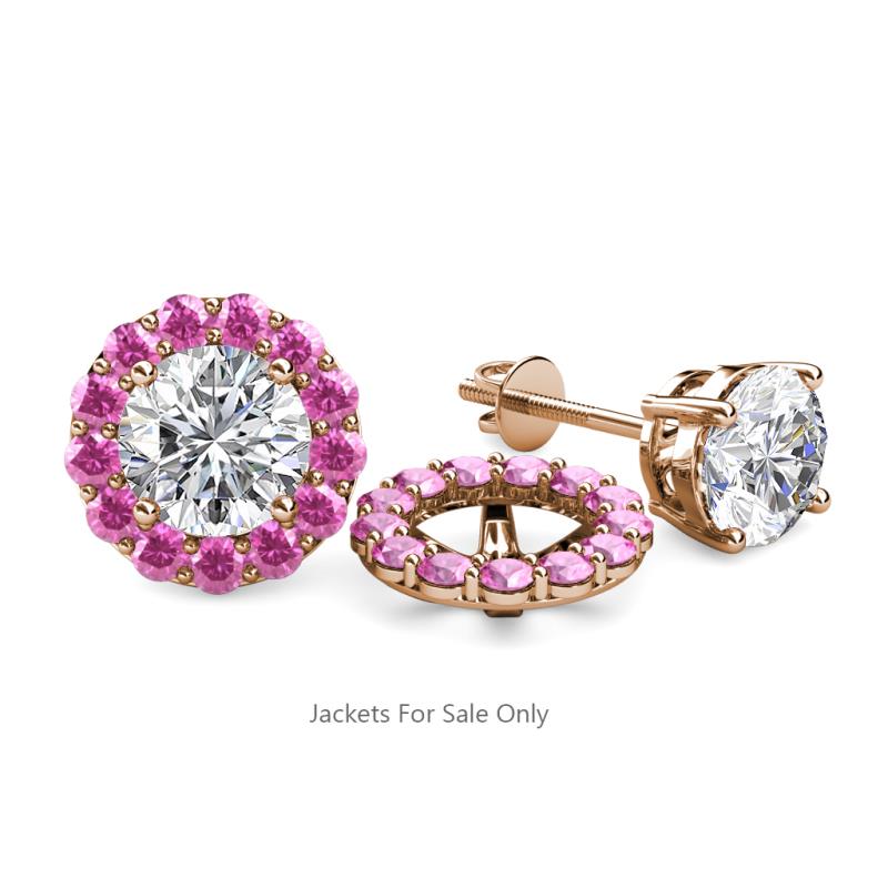Serena 0.78 ctw (2.00 mm) Round Pink Sapphire Jackets Earrings 