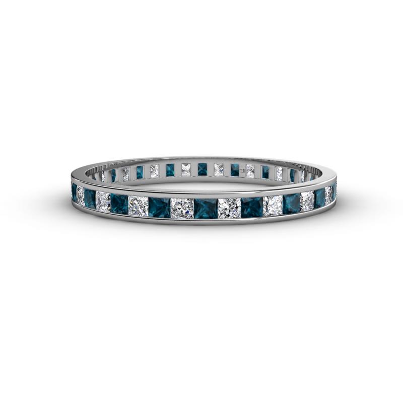 Rebica 2.50 mm Princess Cut Blue Diamond and Lab Grown Diamond Eternity Band 