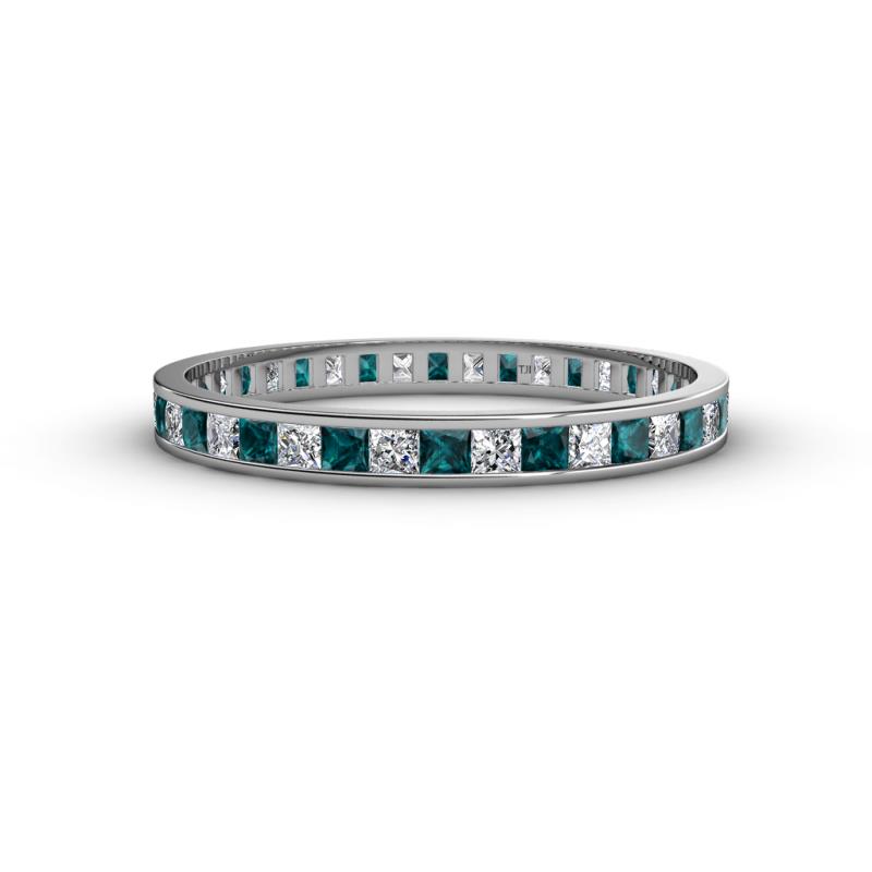 Rebica 2.50 mm Princess Cut London Blue Topaz and Lab Grown Diamond Eternity Band 