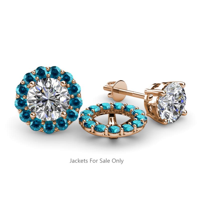 Serena 0.78 ctw (2.00 mm) Round Blue Diamond Jackets Earrings 
