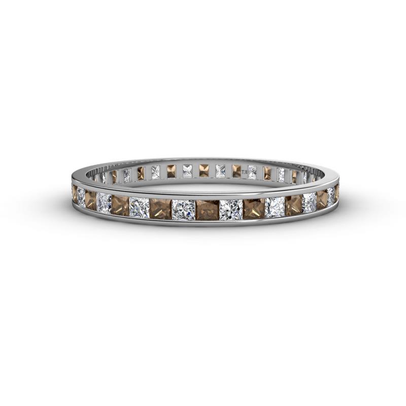 Rebica 2.50 mm Princess Cut Smoky Quartz and Lab Grown Diamond Eternity Band 