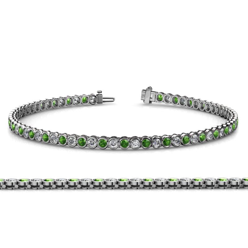 Tiara 2.60 mm Green Garnet and Lab Grown Diamond Eternity Tennis Bracelet 