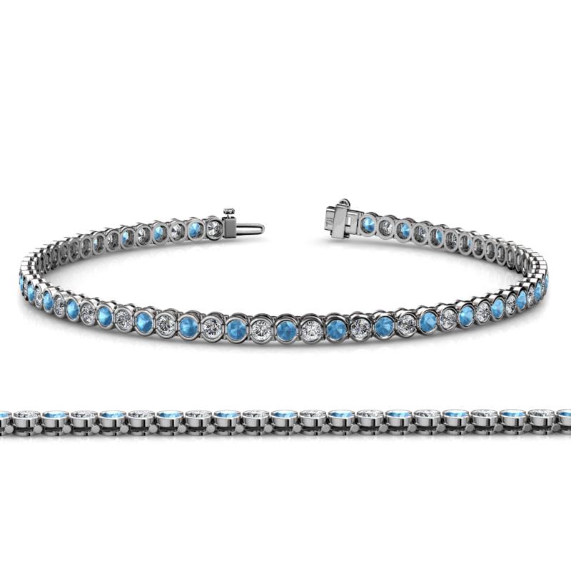 Tiara 2.60 mm Blue Topaz and Lab Grown Diamond Eternity Tennis Bracelet 