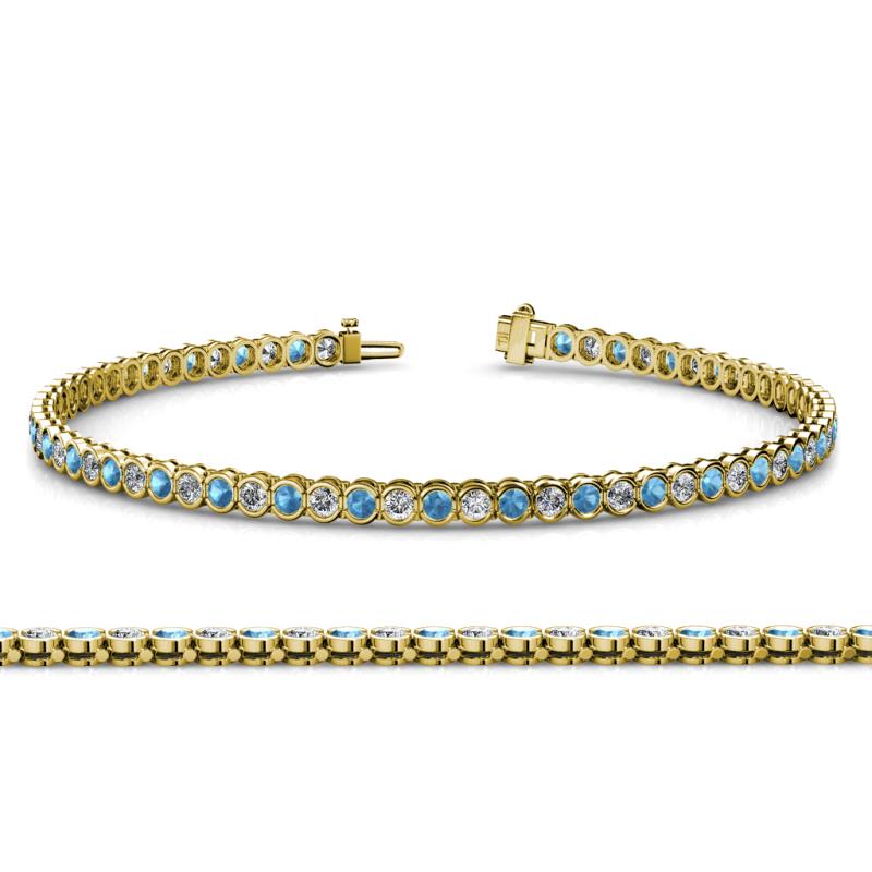Tiara 2.60 mm Blue Topaz and Lab Grown Diamond Eternity Tennis Bracelet 