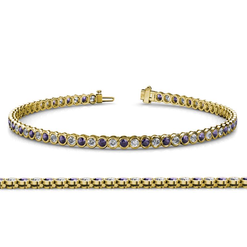 Tiara 2.60 mm Iolite and Lab Grown Diamond Eternity Tennis Bracelet 