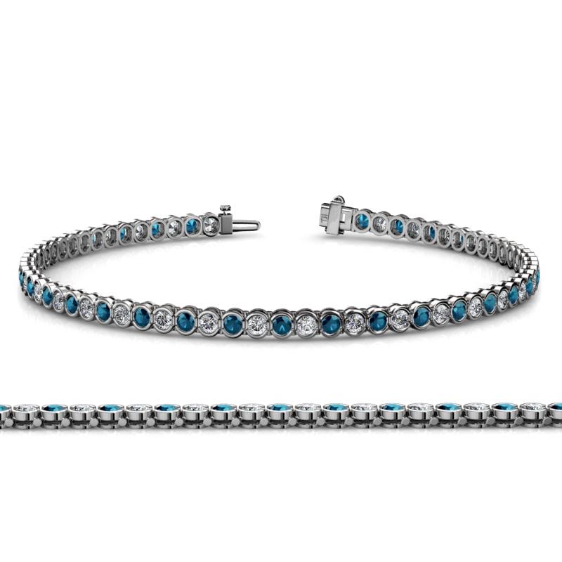 Tiara 2.60 mm Blue and White Lab Grown Diamond Eternity Tennis Bracelet 
