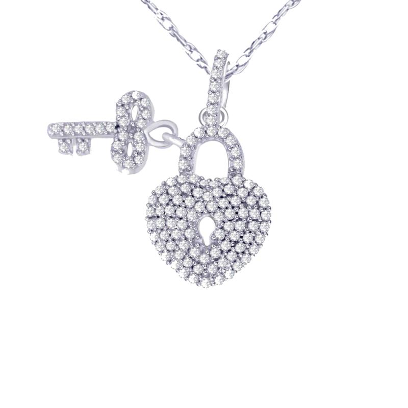 Diamond Lock and Key Pendant 