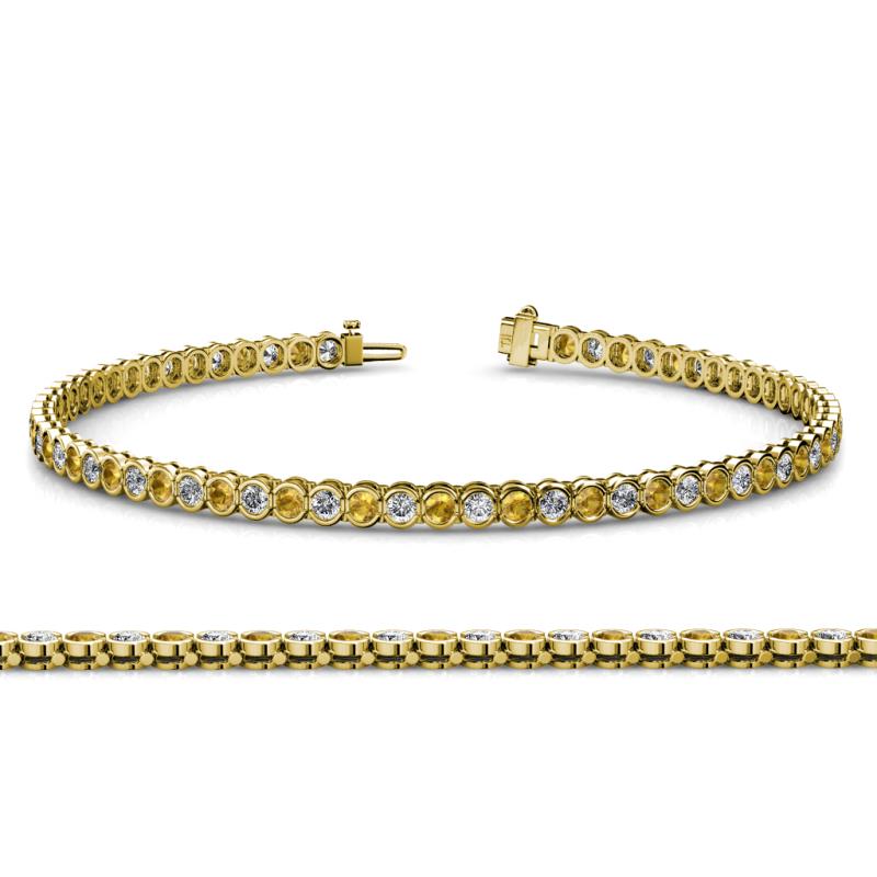 Tiara 2.00 mm Citrine and Diamond Eternity Tennis Bracelet 