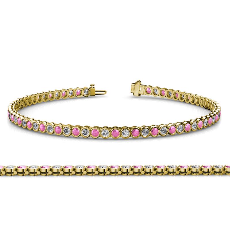 Tiara 2.00 mm Pink Sapphire and Lab Grown Diamond Eternity Tennis Bracelet 