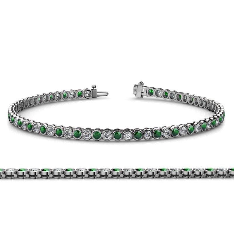 Tiara 2.00 mm Emerald and Lab Grown Diamond Eternity Tennis Bracelet 