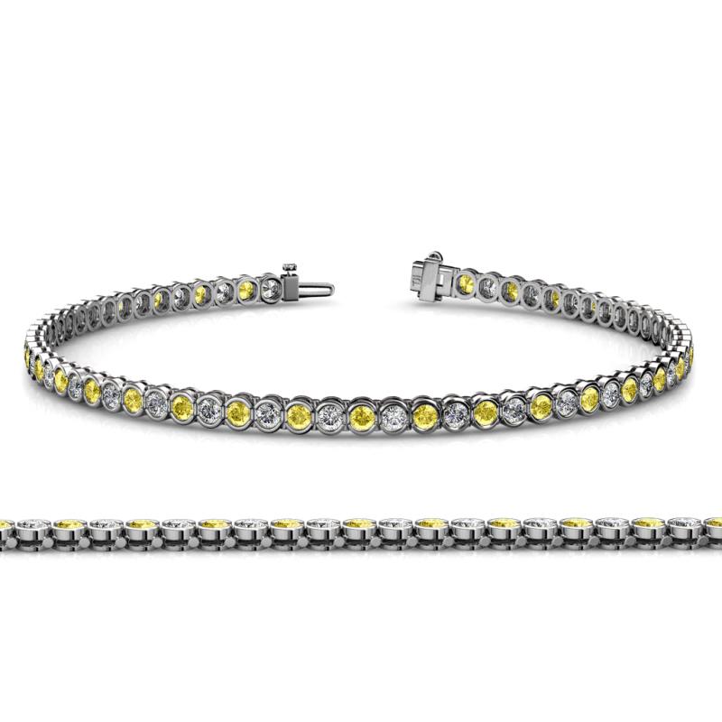 Tiara 2.00 mm Yellow Sapphire and Lab Grown Diamond Eternity Tennis Bracelet 