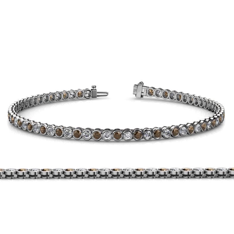 Tiara 2.00 mm Smoky Quartz and Lab Grown Diamond Eternity Tennis Bracelet 
