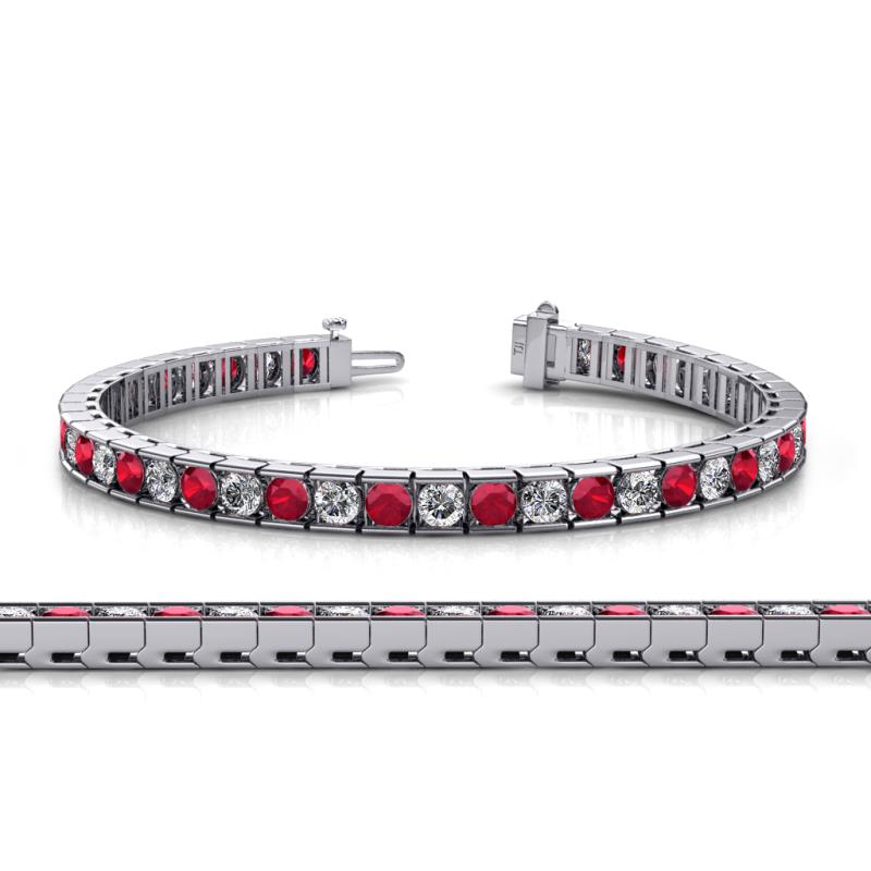 Abril 3.80 mm Round Ruby and Diamond Eternity Tennis Bracelet 
