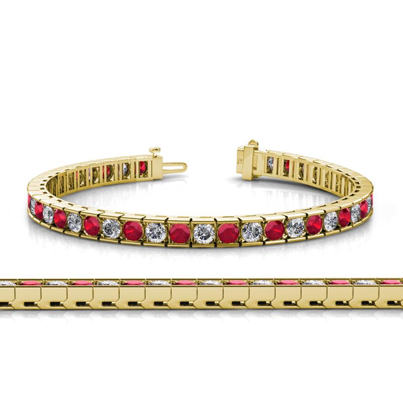 Abril 3.80 mm Round Ruby and Diamond Eternity Tennis Bracelet 
