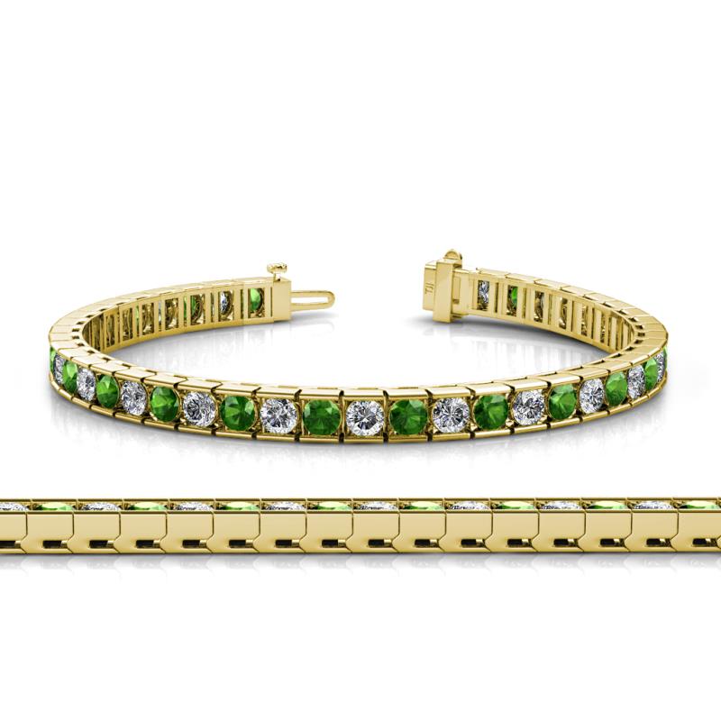 Abril 3.80 mm Round Green Garnet and Diamond Eternity Tennis Bracelet 