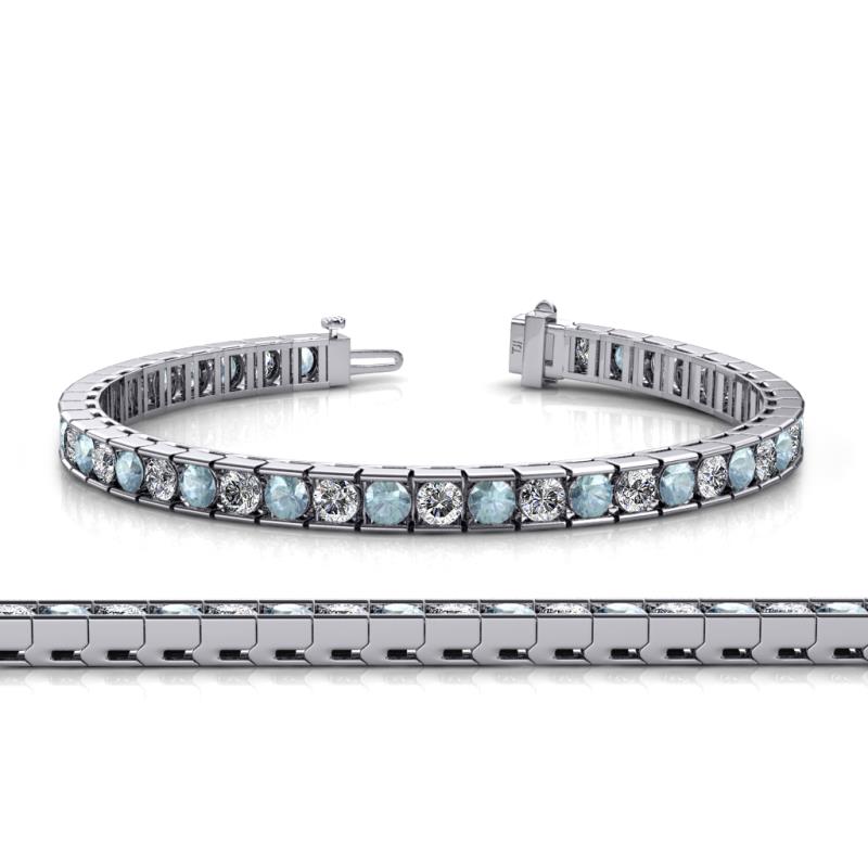Abril 3.80 mm Round Aquamarine and Diamond Eternity Tennis Bracelet 