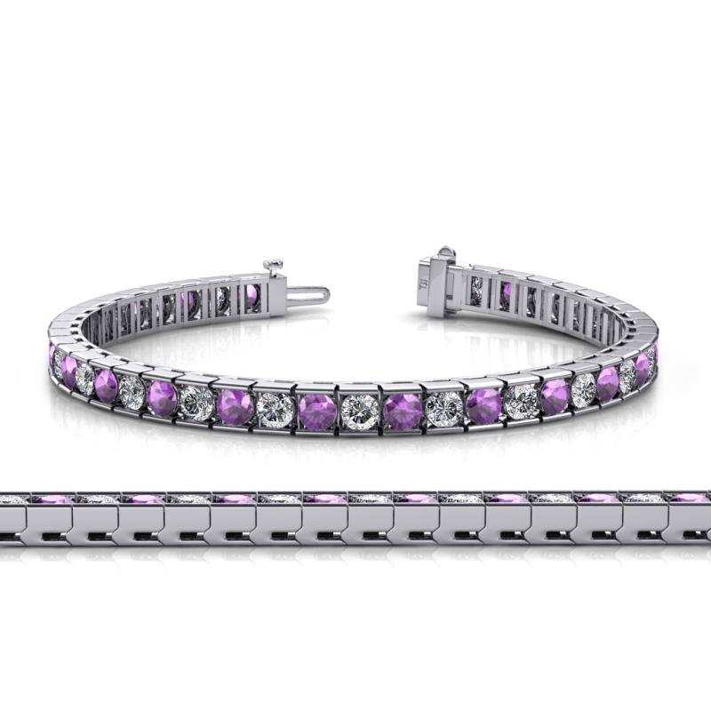 Abril 3.80 mm Round Amethyst and Diamond Eternity Tennis Bracelet 