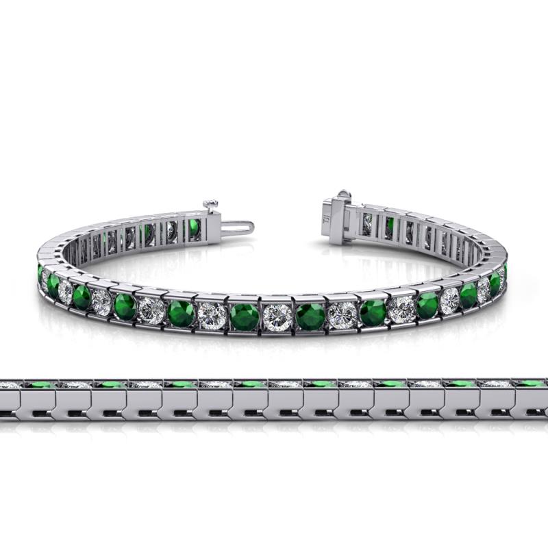 Abril 3.80 mm Round Emerald and Diamond Eternity Tennis Bracelet 