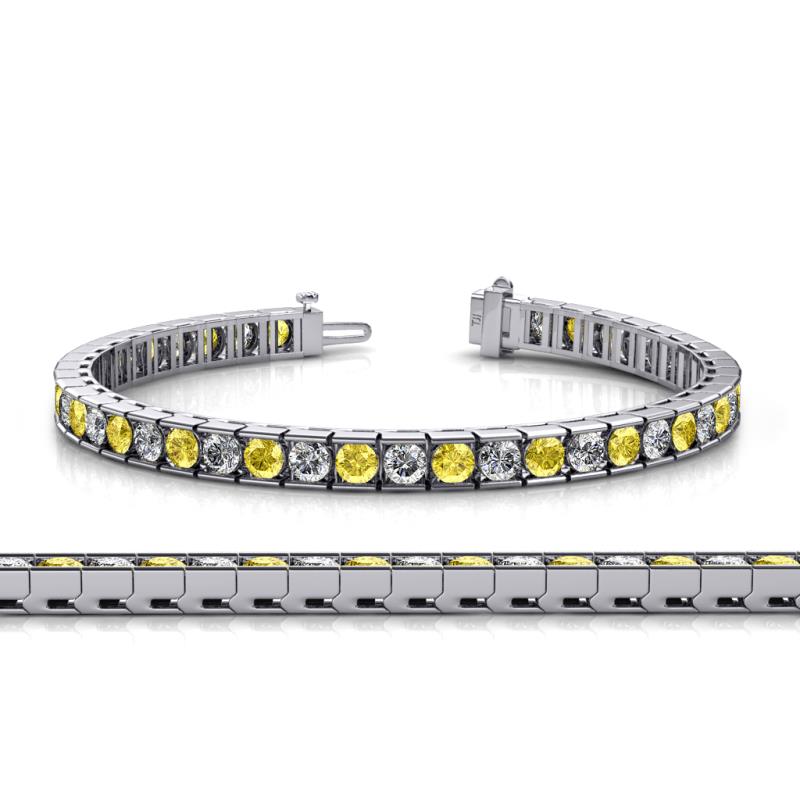 Abril 3.80 mm Round Yellow Sapphire and Diamond Eternity Tennis Bracelet 