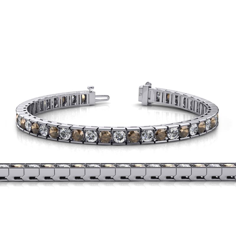 Abril 3.80 mm Round Smoky Quartz and Diamond Eternity Tennis Bracelet 
