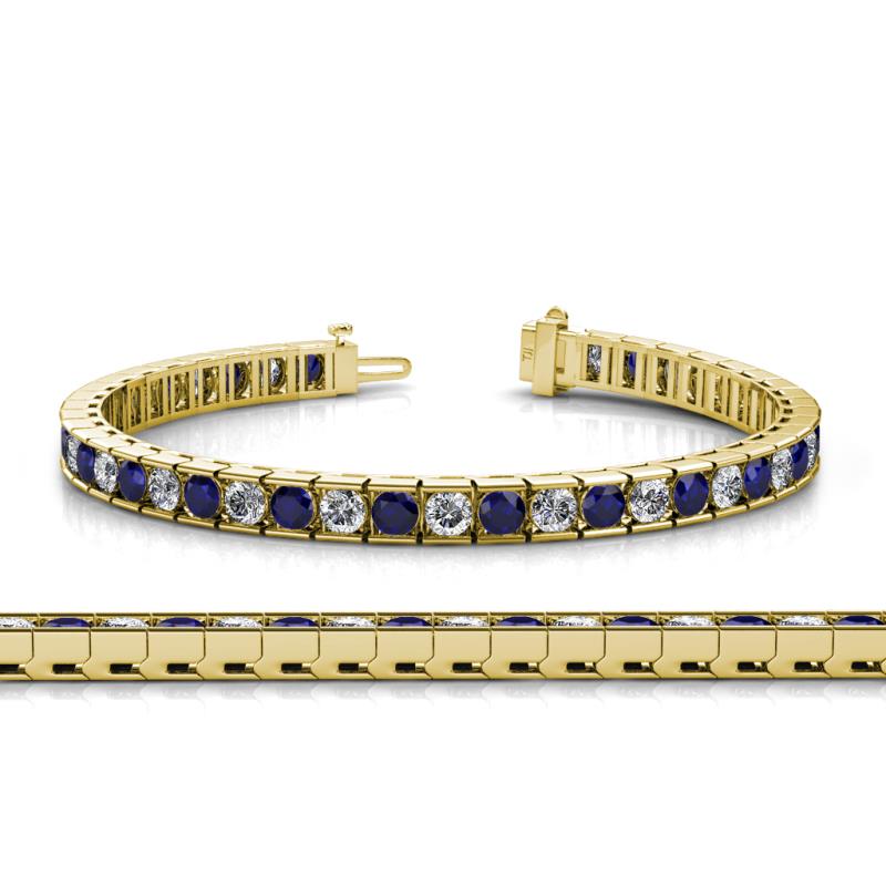 Abril 3.80 mm Round Blue Sapphire and Lab Grown Diamond Eternity Tennis Bracelet 