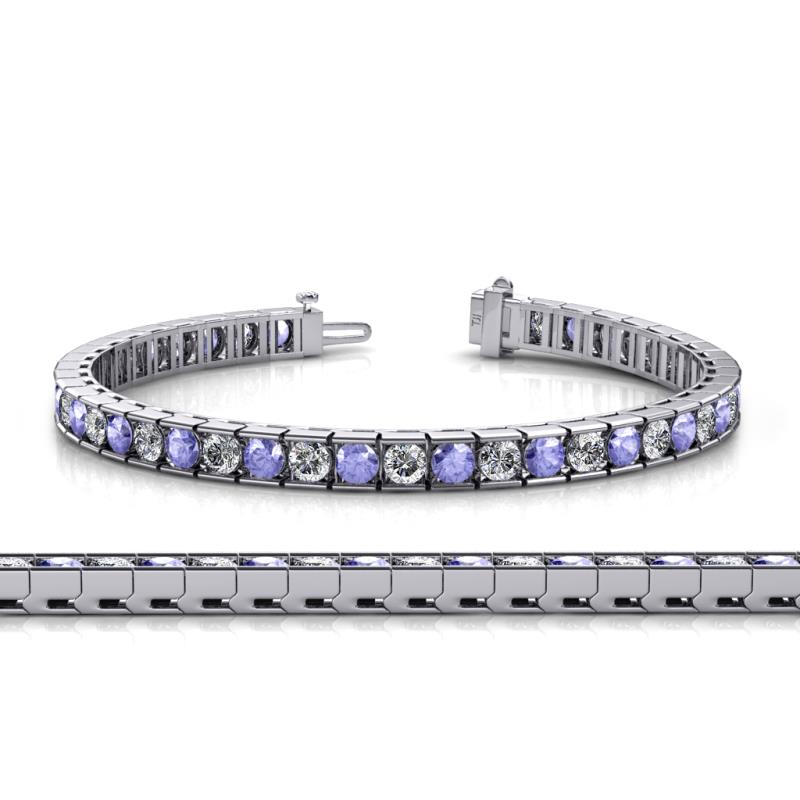 Abril 3.80 mm Round Tanzanite and Lab Grown Diamond Eternity Tennis Bracelet 
