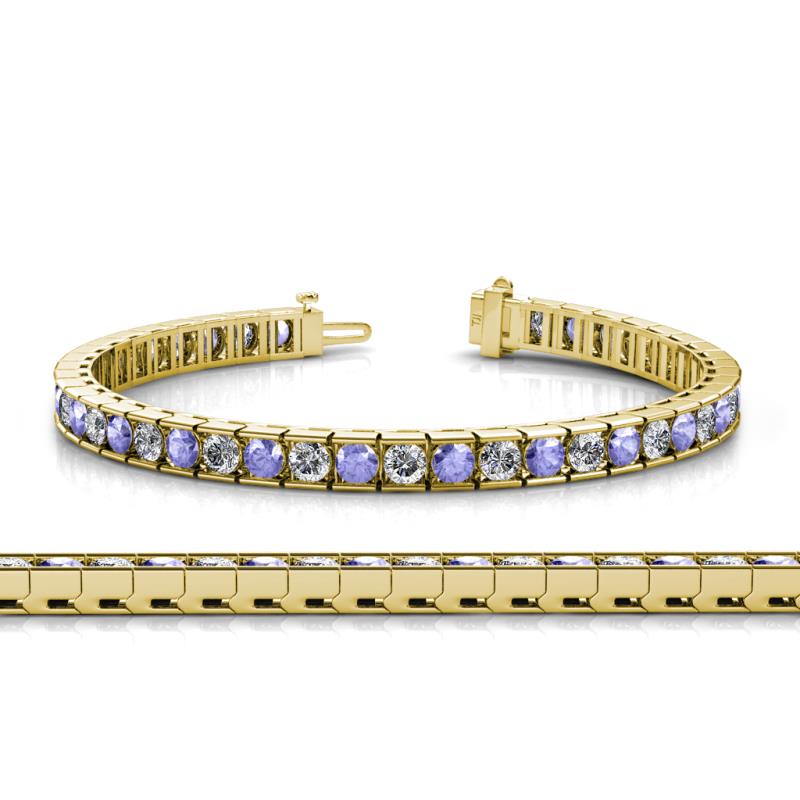 Abril 3.80 mm Round Tanzanite and Lab Grown Diamond Eternity Tennis Bracelet 