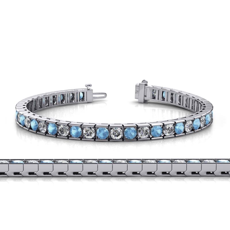 Abril 3.80 mm Round Blue Topaz and Lab Grown Diamond Eternity Tennis Bracelet 