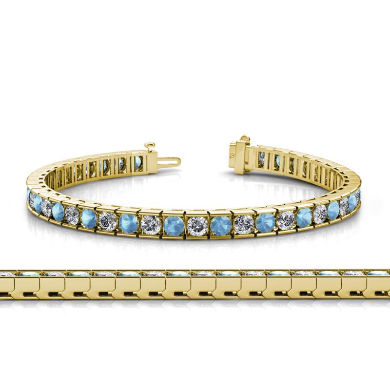 Abril 3.80 mm Round Blue Topaz and Lab Grown Diamond Eternity Tennis Bracelet 