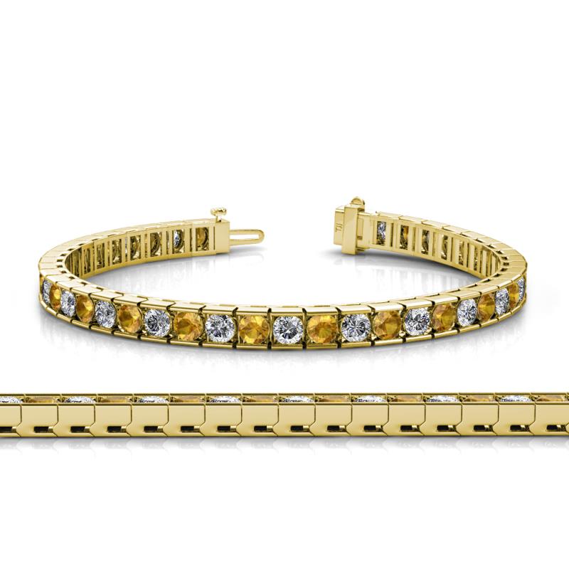 Abril 3.80 mm Round Citrine and Lab Grown Diamond Eternity Tennis Bracelet 