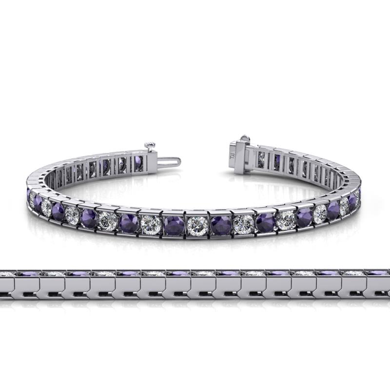 Abril 3.80 mm Round Iolite and Lab Grown Diamond Eternity Tennis Bracelet 