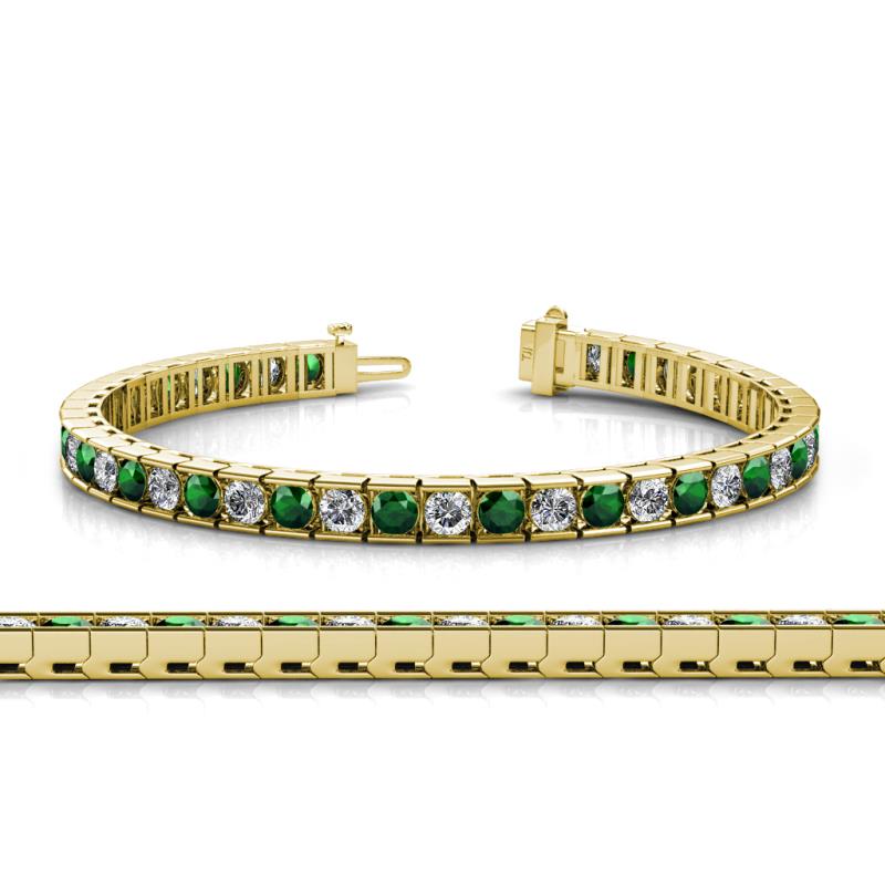 Abril 3.80 mm Round Emerald and Lab Grown Diamond Eternity Tennis Bracelet 
