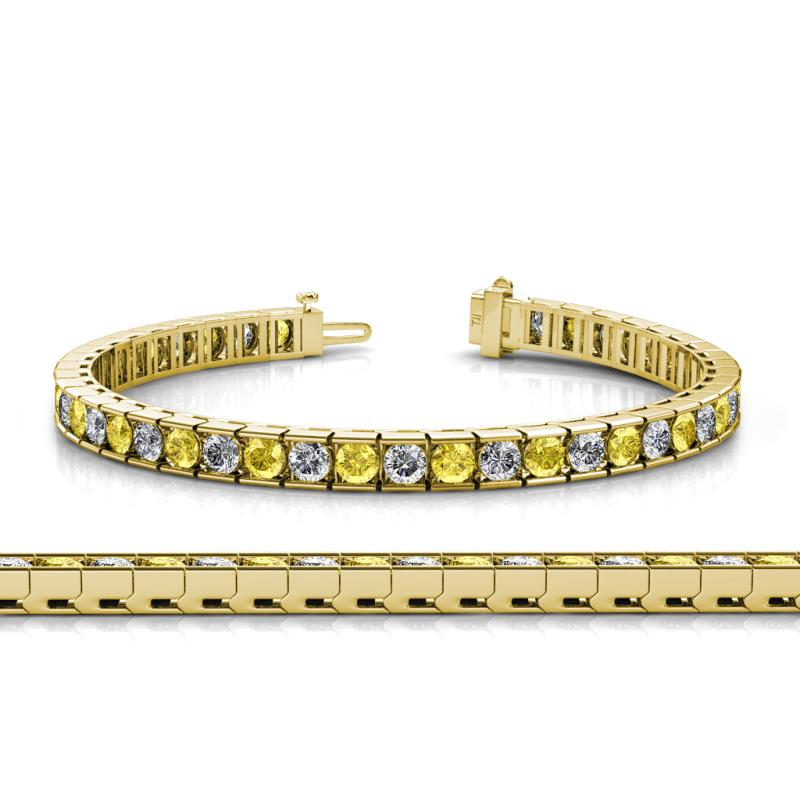 Abril 3.80 mm Round Yellow Sapphire and Lab Grown Diamond Eternity Tennis Bracelet 