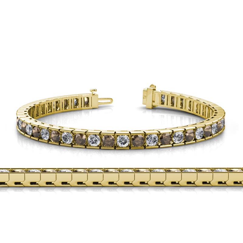 Abril 3.80 mm Round Smoky Quartz and Lab Grown Diamond Eternity Tennis Bracelet 