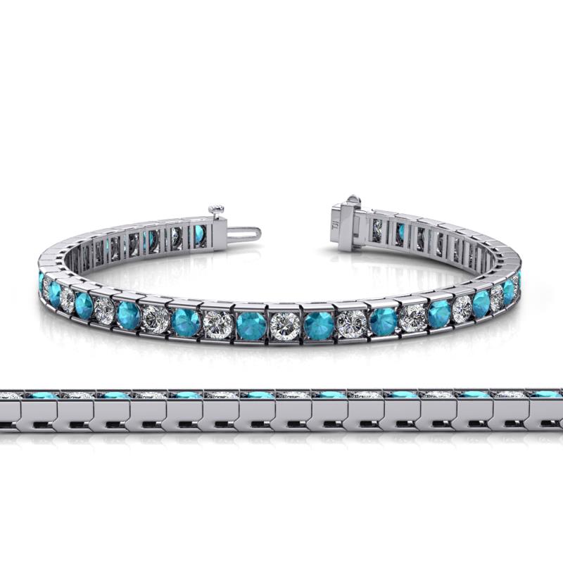 Abril 3.80 mm Round London Blue Topaz and Lab Grown Diamond Eternity Tennis Bracelet 
