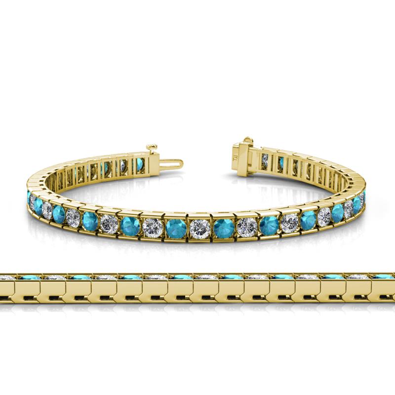 Abril 3.80 mm Round London Blue Topaz and Lab Grown Diamond Eternity Tennis Bracelet 