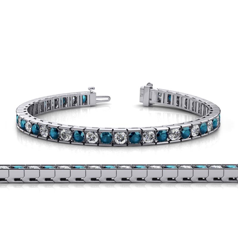 Abril 3.80 mm Round Blue Diamond and White Lab Grown Diamond Eternity Tennis Bracelet 