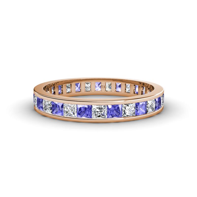 Rebica 3.00 mm Princess Cut Tanzanite and Lab Grown Diamond Eternity Band 