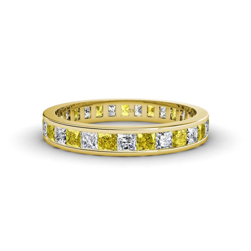 Rebica 3.00 mm Princess Cut Yellow Sapphire and Lab Grown Diamond Eternity Band 