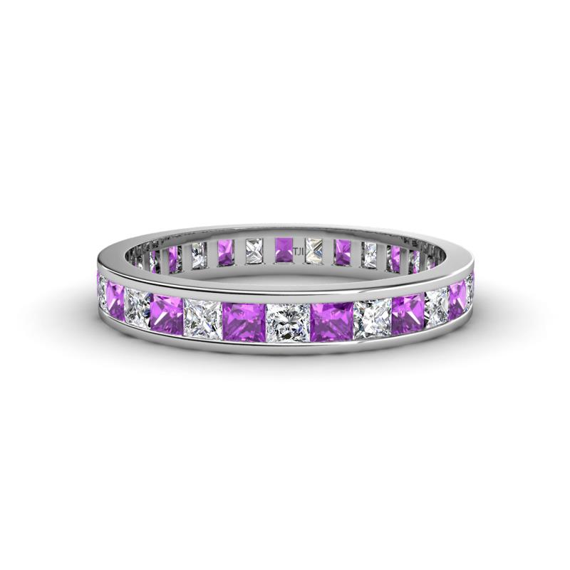 Rebica 3.00 mm Princess Cut Amethyst and Lab Grown Diamond Eternity Band 