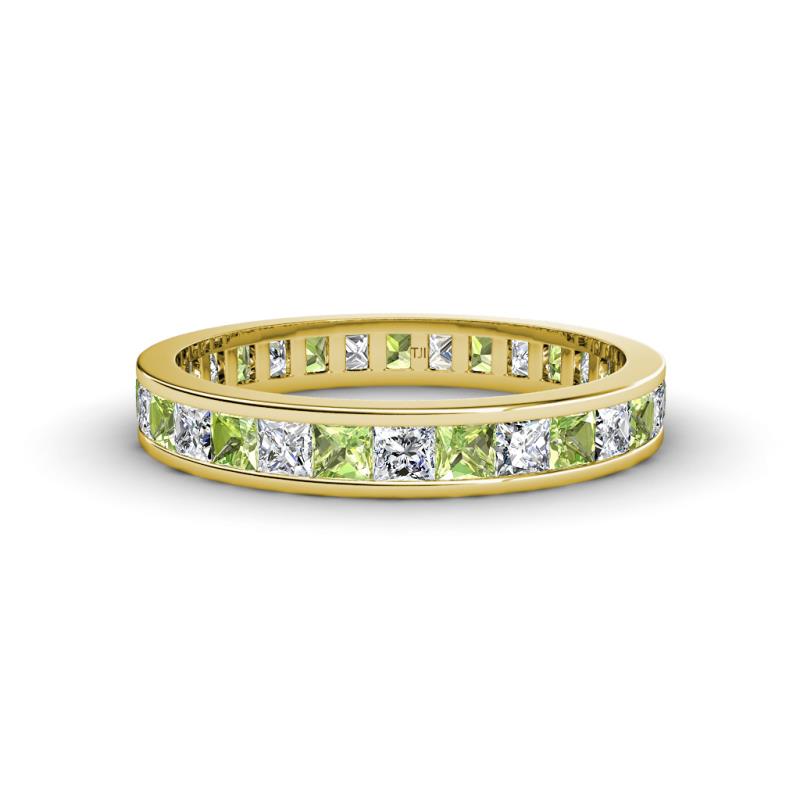 Rebica 3.00 mm Princess Cut Peridot and Lab Grown Diamond Eternity Band 
