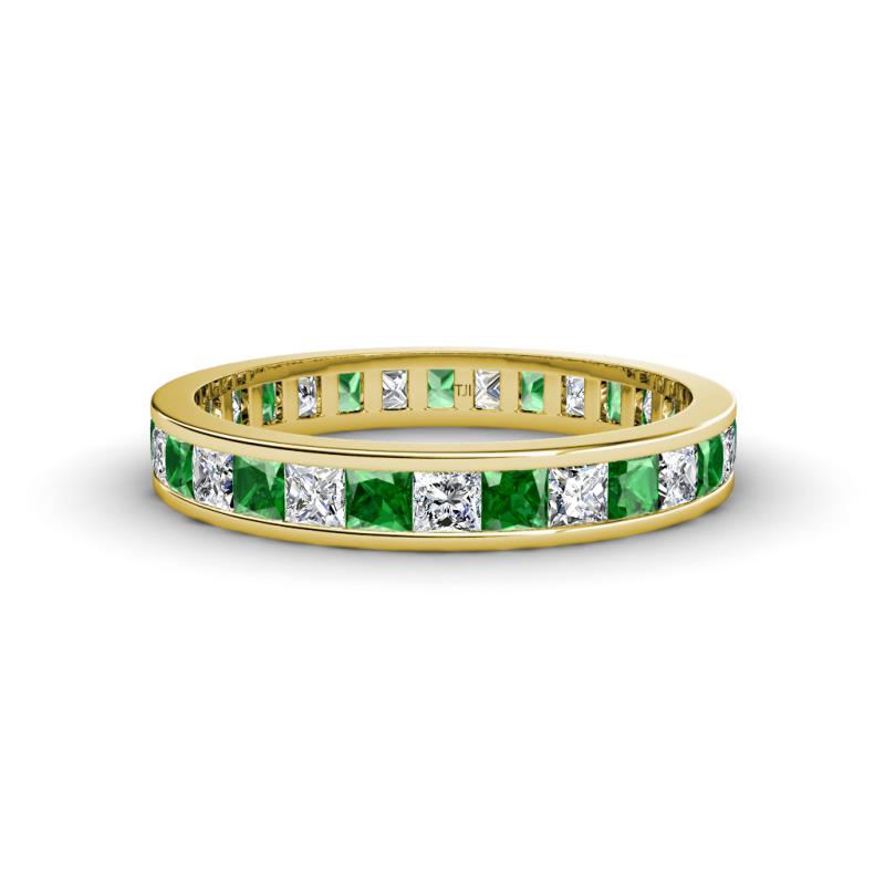 Rebica 3.00 mm Princess Cut Green Garnet and Lab Grown Diamond Eternity Band 