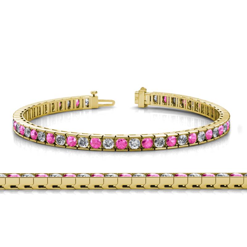 Abril 3.10 mm Pink Sapphire and Diamond Eternity Tennis Bracelet 