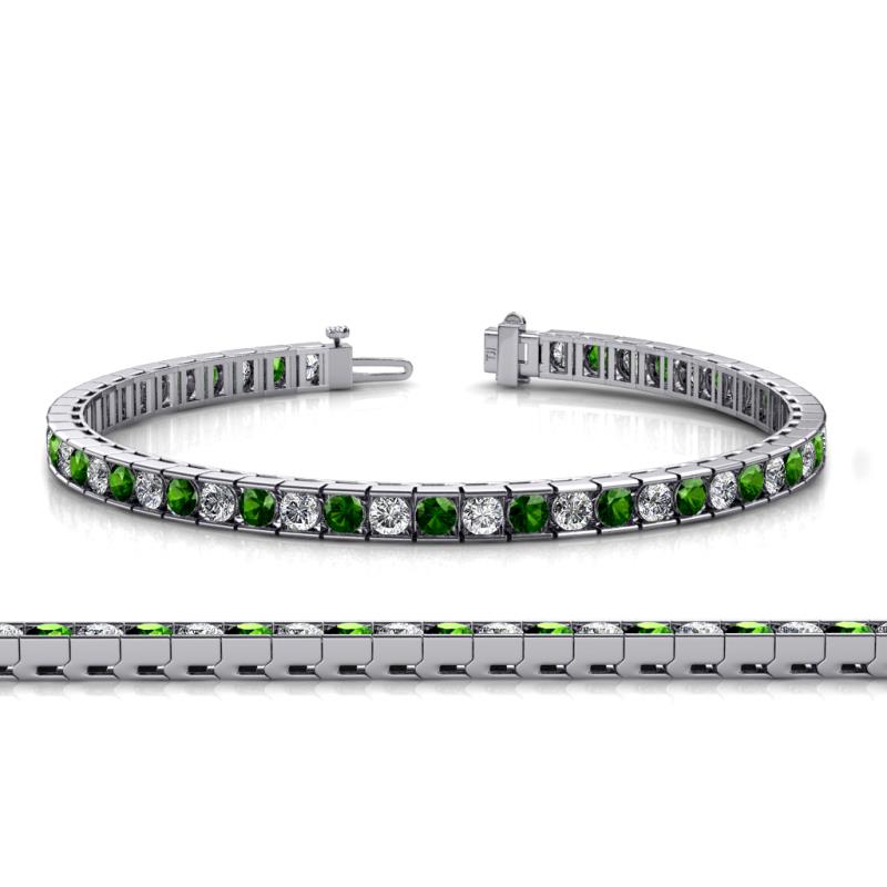 Abril 3.10 mm Green Garnet and Diamond Eternity Tennis Bracelet 