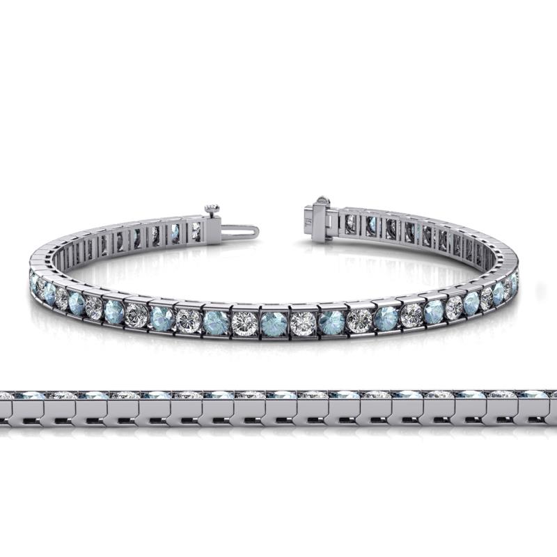 Abril 3.10 mm Aquamarine and Diamond Eternity Tennis Bracelet 