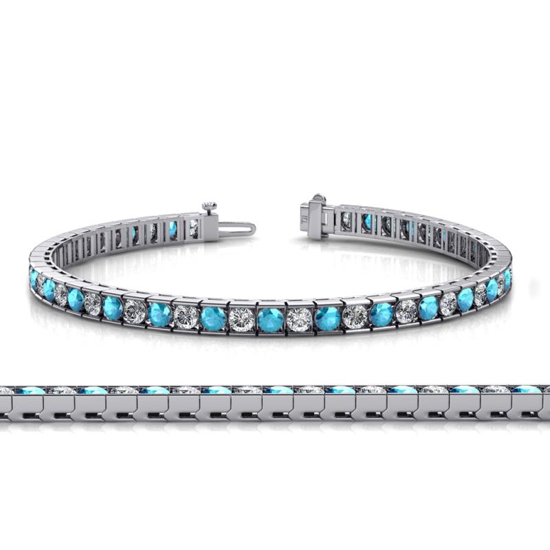 Abril 3.10 mm London Blue Topaz and Diamond Eternity Tennis Bracelet 
