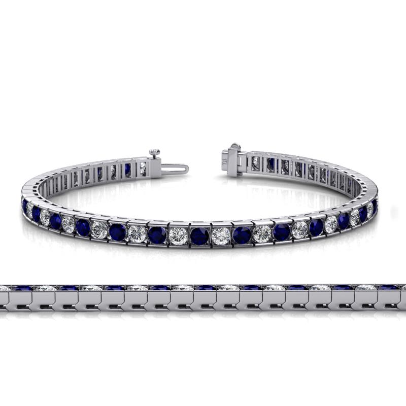 Abril 3.10 mm Blue Sapphire and Lab Grown Diamond Eternity Tennis Bracelet 